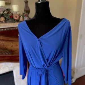 Forgiving royal blue wrap dress